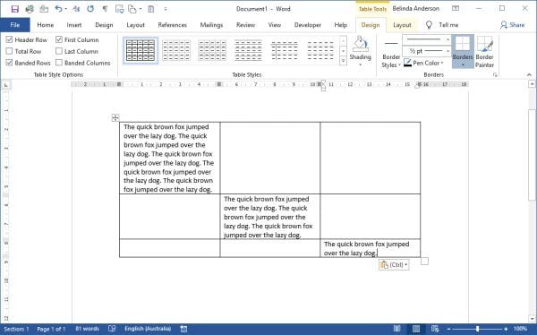 How To Create A Basic Table In Word The Training Lady