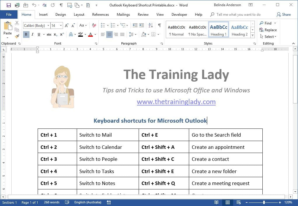 My Favourite Shortcut Keys In Microsoft Outlook The Training Lady