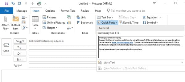 how to do autotext in outlook