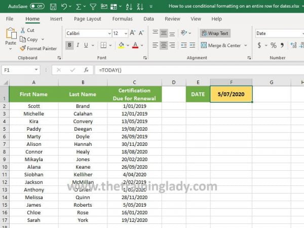 How To Apply Conditional Formatting To An Entire Row Based On Dates Older Than Today 9810