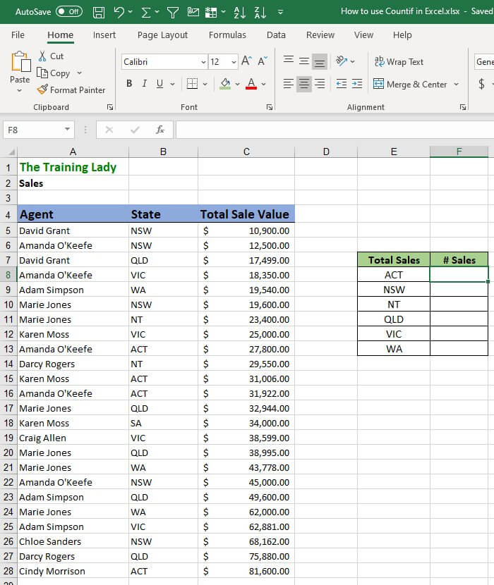 How to use Countif in Excel