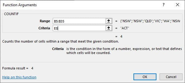 Select the cell containing your criteria