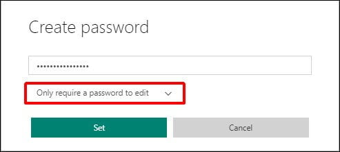 Select Only require a password to edit