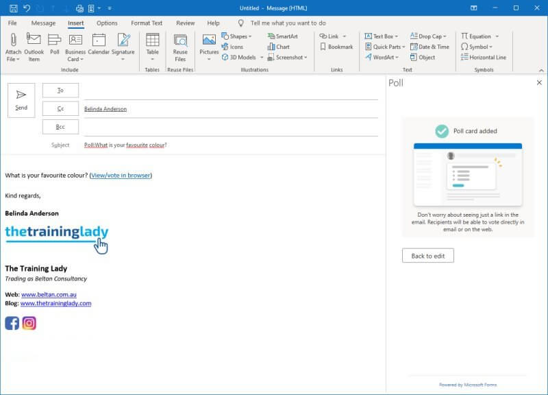 How To Create A Poll Using Forms In Outlook The Training Lady